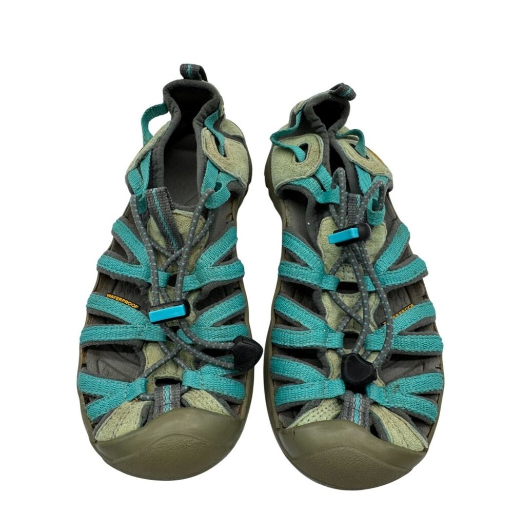 Keen Kids Newport H2 Waterproof Sandals Sz 4 Green/Blue Toe Protection Outdoor